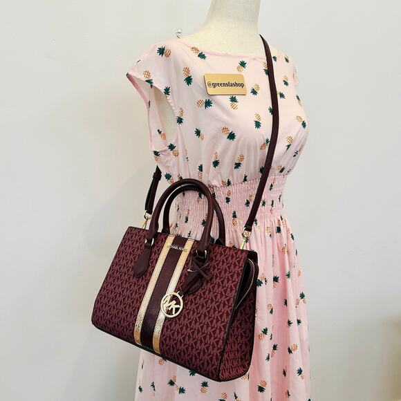 Michael Kors Purse & Wallet Sheila Medium Signature Logo and Metallic Satchel - Picture 10 of 11